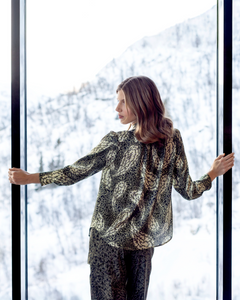 Charlotte Sparre - My Bow Tie Neck Khaki Print Blouse