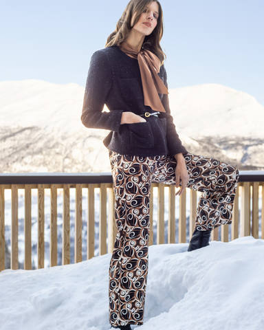 Charlotte Sparre - Swung Printed Black and Brown Trousers