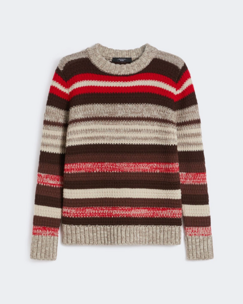 Weekend Max Mara - ILDE Ribbed Wool Knit Red Stripe Jumper