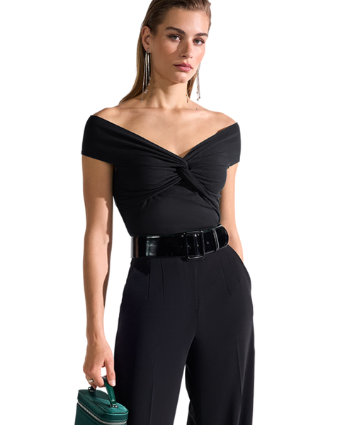 RIANI - Black Blouse with Twist Front