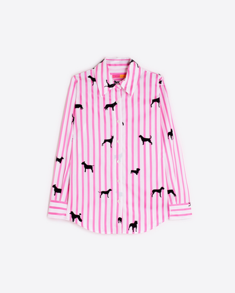 Vilagallo - Pink Stripe Shirt with Dog Detail