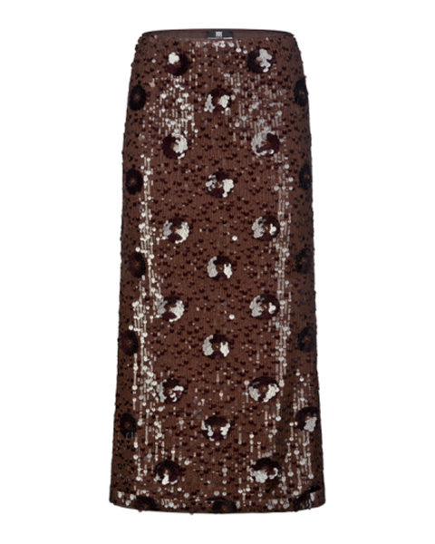 RIANI - Chocolate Beaded Skirt