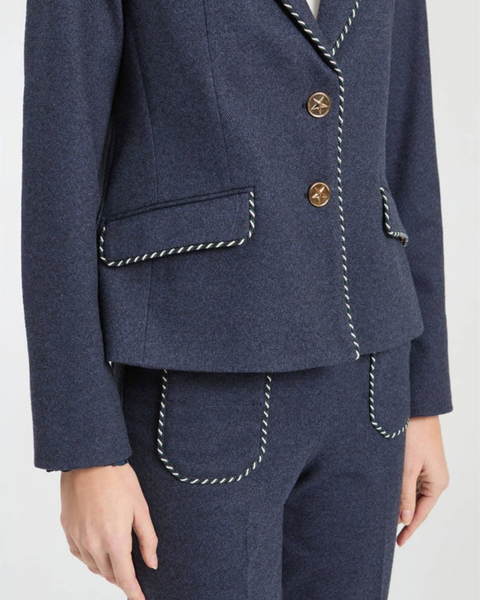 Vilagallo - Navy Denim Blazer with Stitch