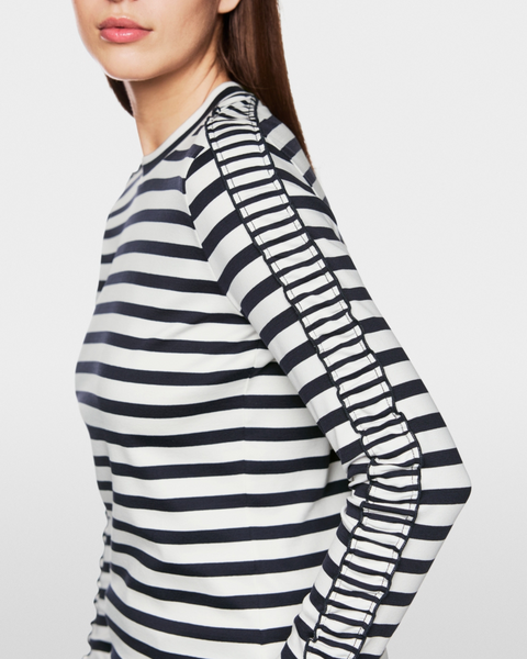 Marc Cain - Navy and White Stripe T-Shirt