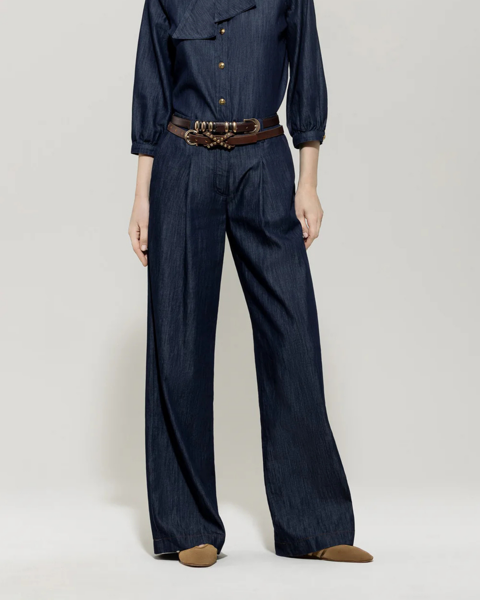 Luisa Cerano - Denim Wide Leg Trousers