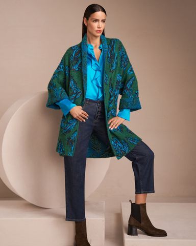 Marc Cain - Blue Silk Frill Blouse