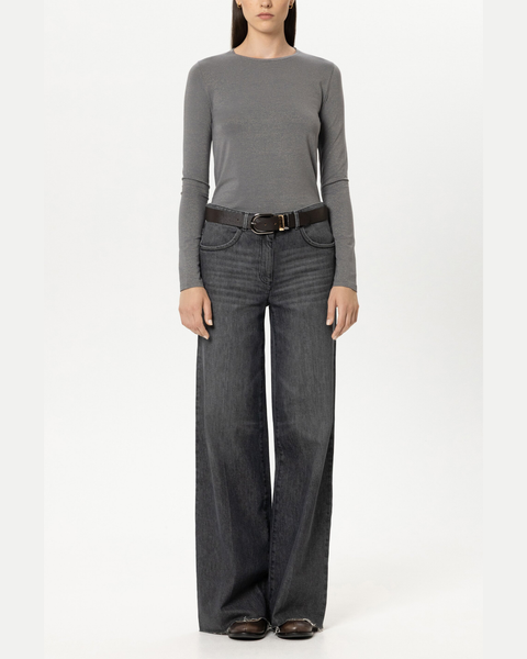 Luisa Cerano - Heather Grey Lurex Long Sleeved Top