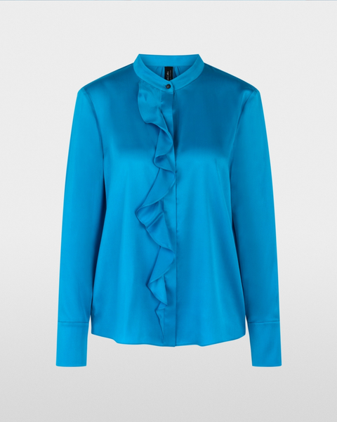 Marc Cain - Blue Silk Frill Blouse