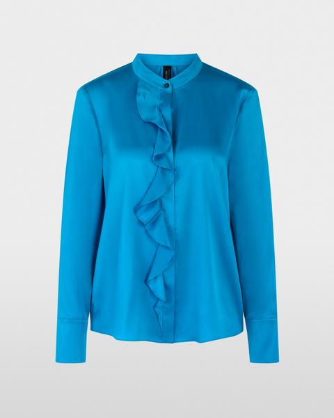 Marc Cain - Blue Silk Frill Blouse