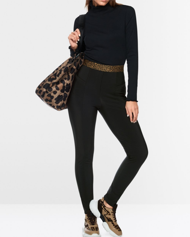 Marc Cain - SOFIA Slim-Fit Trousers with Leopard Waistband