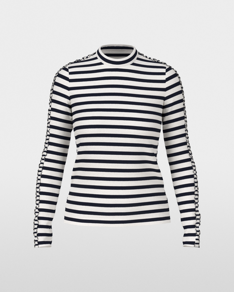Marc Cain - Navy and White Stripe T-Shirt