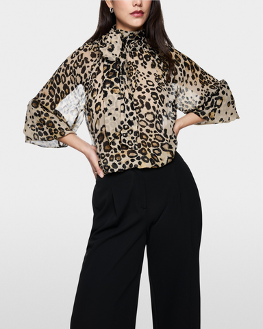 Marc Cain - Leopard Print Tie Neck Blouse