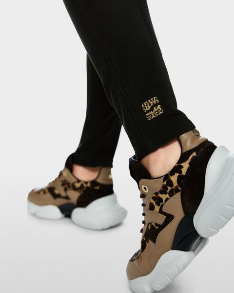 Marc Cain - SOFIA Slim-Fit Trousers with Leopard Waistband