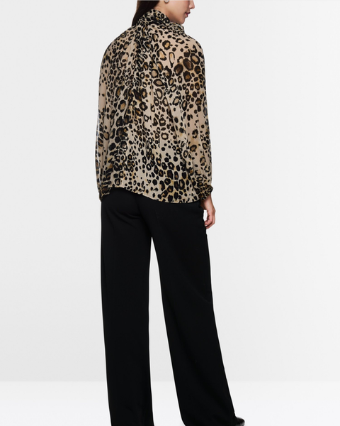 Marc Cain - Leopard Print Tie Neck Blouse