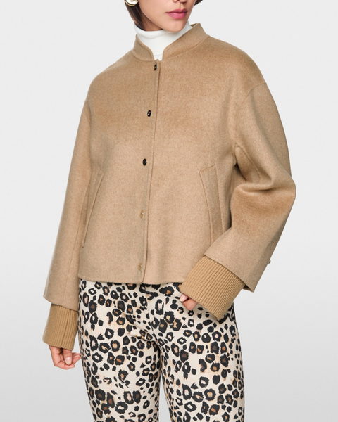 Marc Cain - Camel Oversized Jacket with Cuffed Sleeves