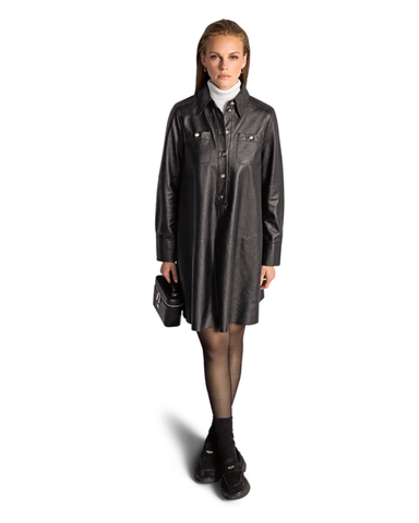 RIANI - Leather Shirt Dress