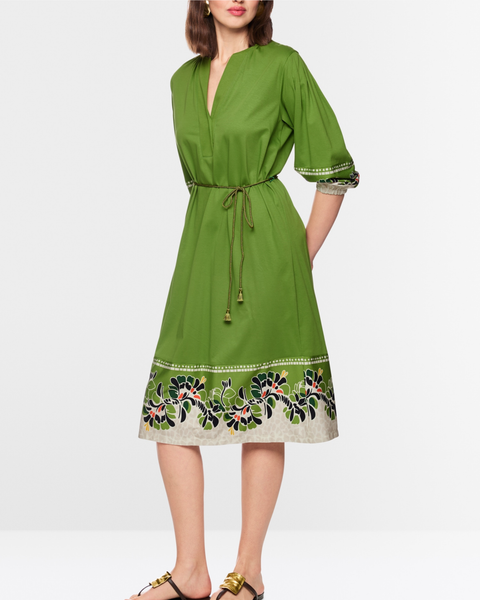 Marc Cain - Green Belted Dress with Floral Print