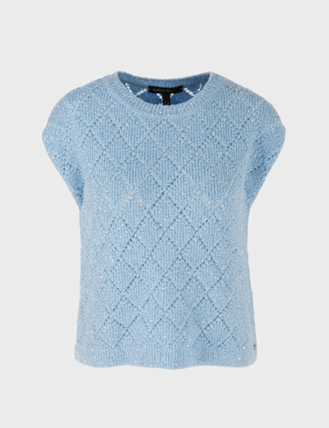Marc Cain - Diamond Knitted Blue Pullover WC 42.01 M25